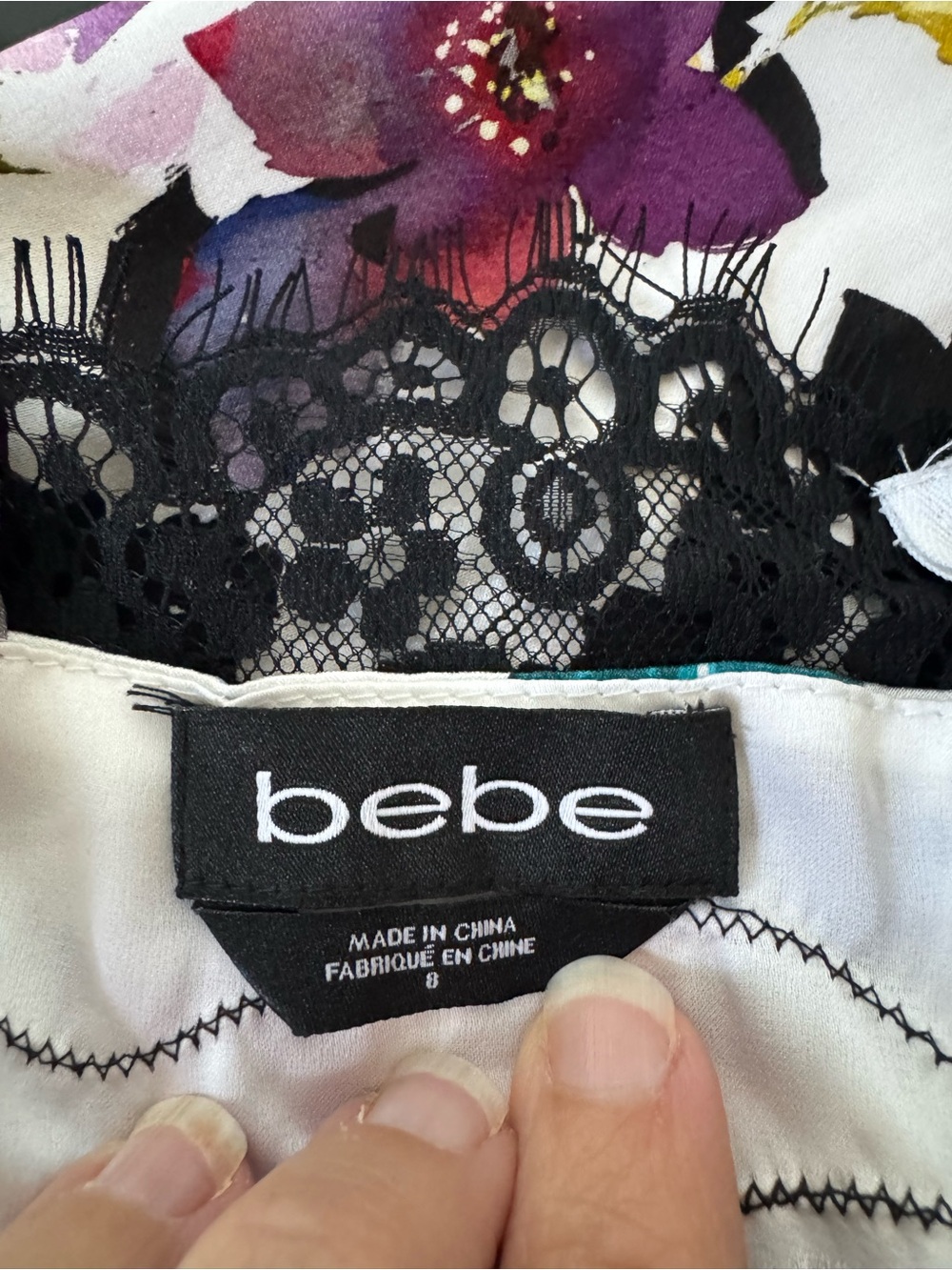 bebe Silk Floral Eyelash Lace Slip Dress Lingerie Style Sexy 8 Adjustable Straps - Picture 9 of 16
